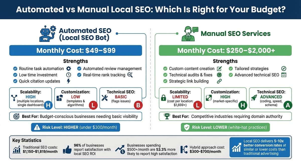 Automated vs Manual Local SEO Services Cost and Features Comparison