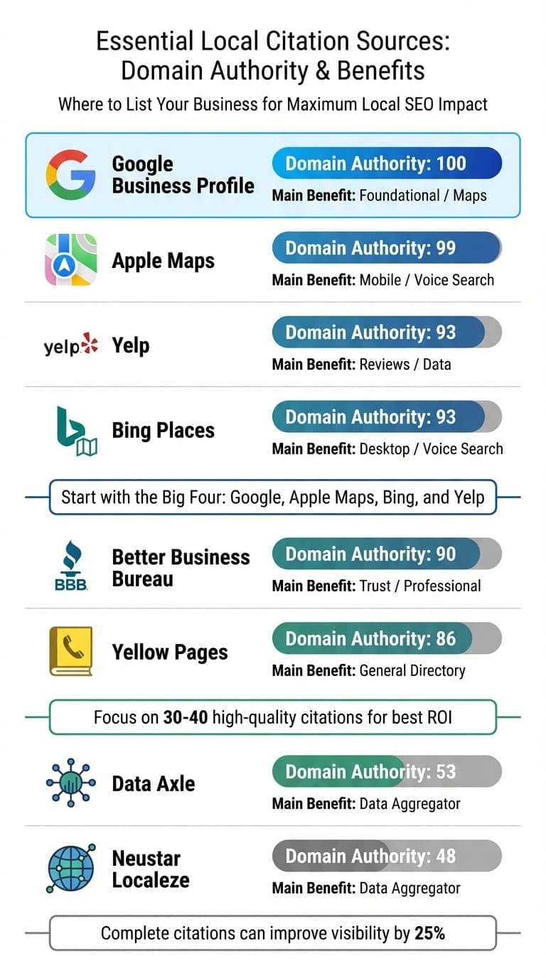Top Local Citation Sources by Domain Authority and Benefits