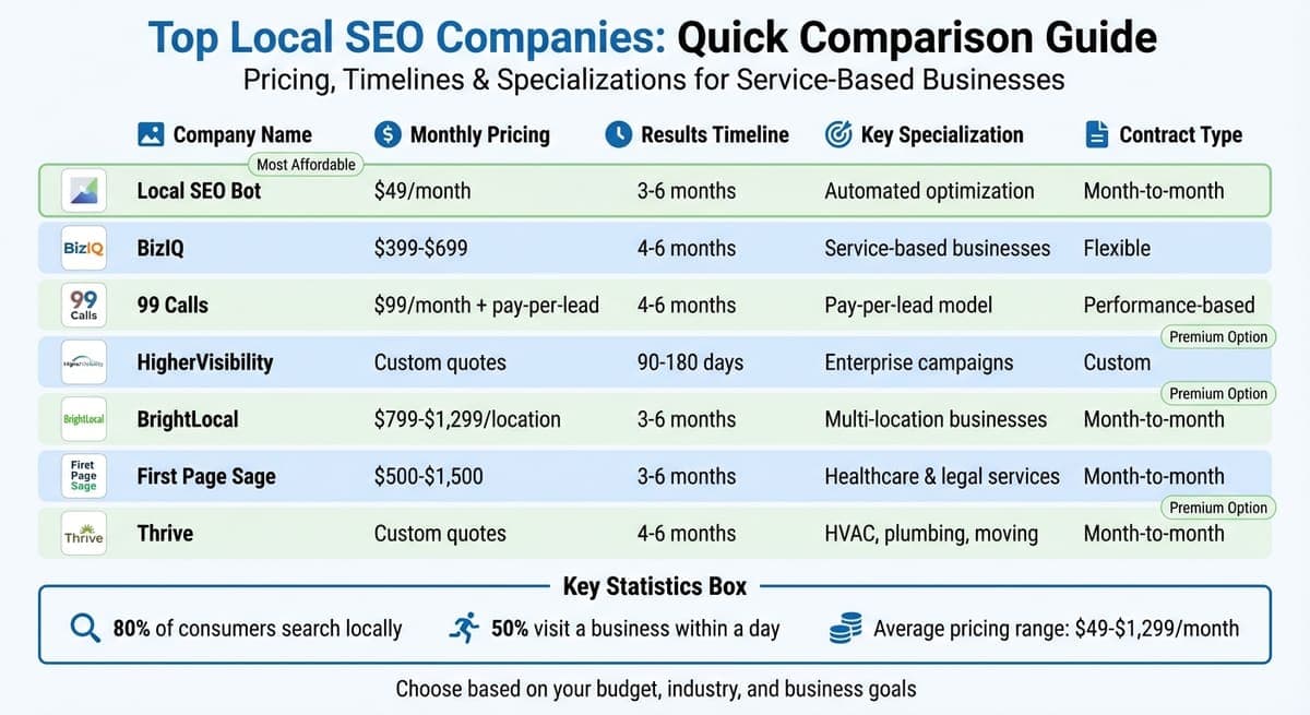 Top 7 Local SEO Companies Pricing and Features Comparison 2024